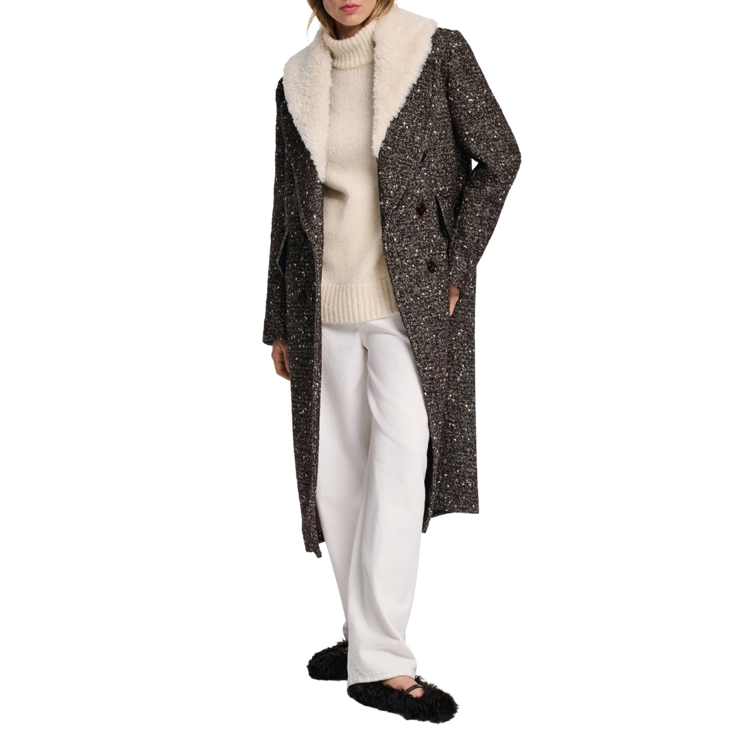 Cozy Attraction Coat in chocolate tweed