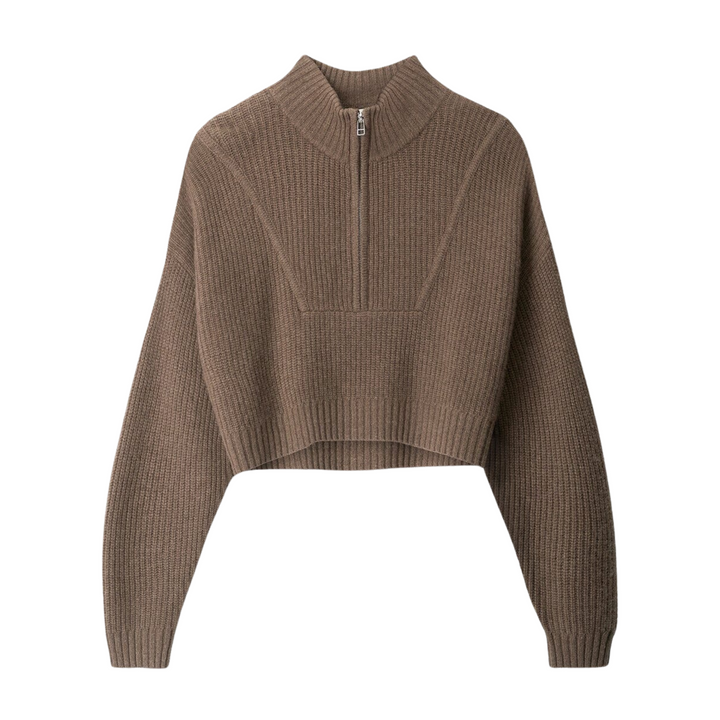 Cropped Hampton Cashmere Sweater in Truffle