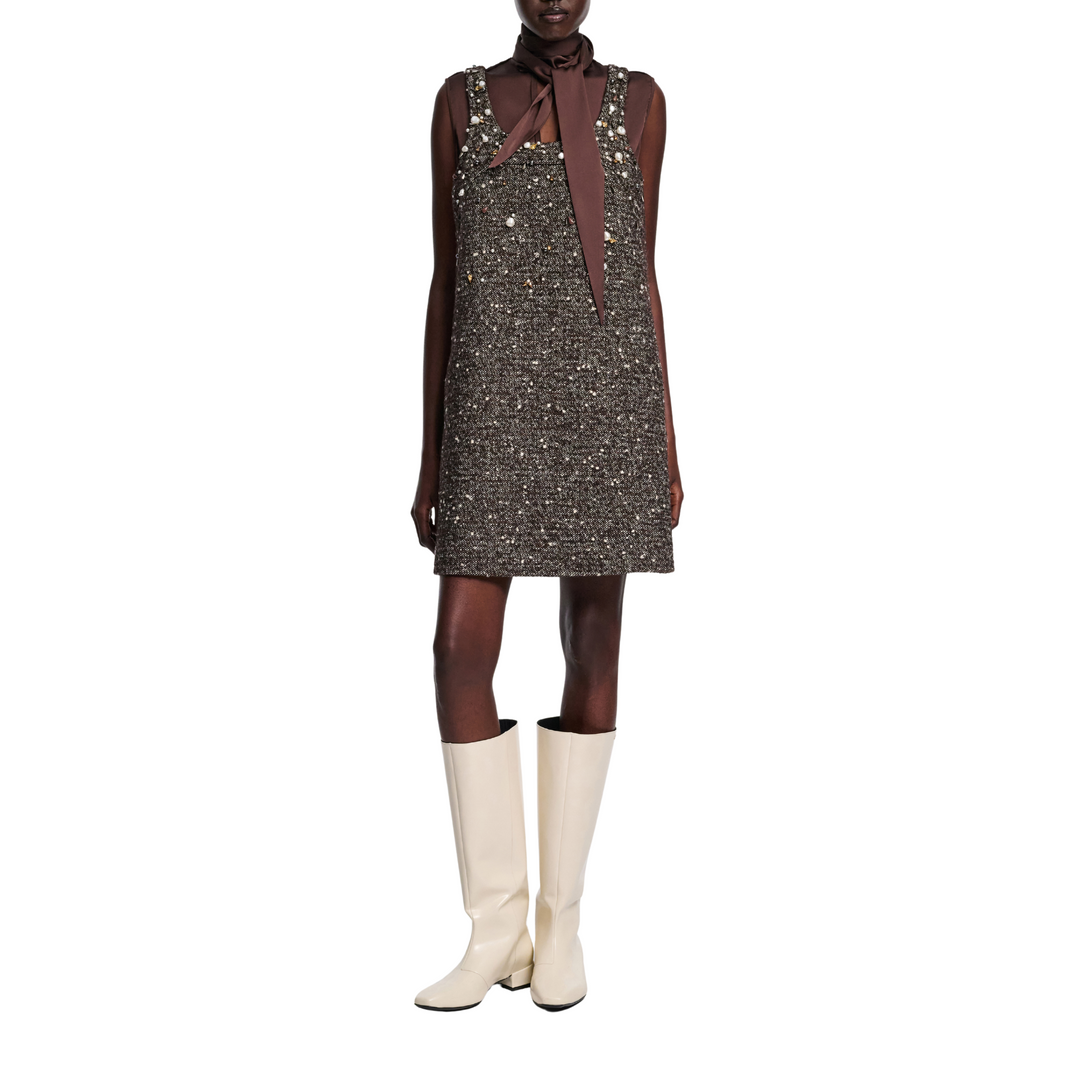 Cozy Attraction Dress in Chocolate Tweed