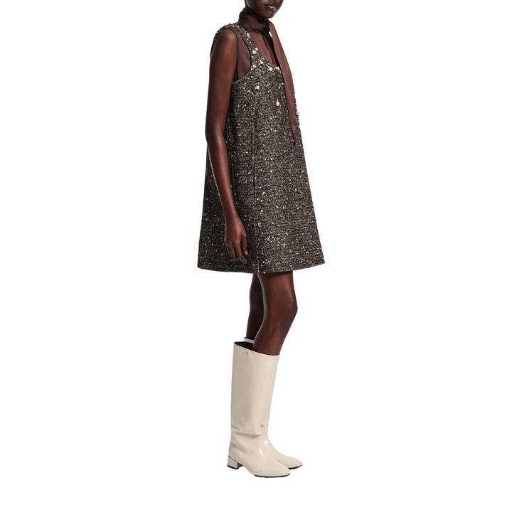 Cozy Attraction Dress in Chocolate Tweed