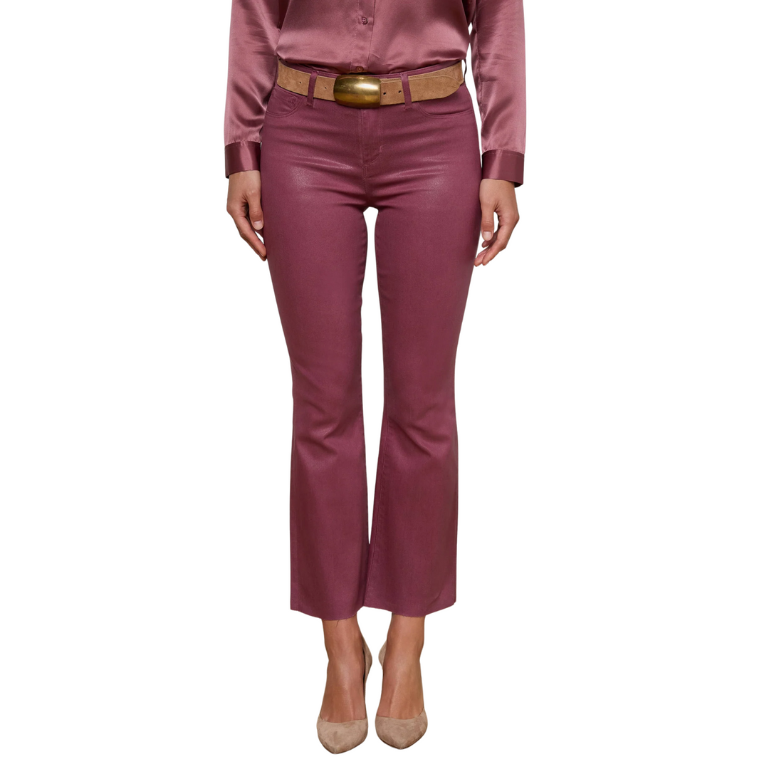 Kendra H/R Crop Flare in Deep Mauve Coated