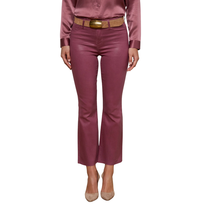 Kendra H/R Crop Flare in Deep Mauve Coated