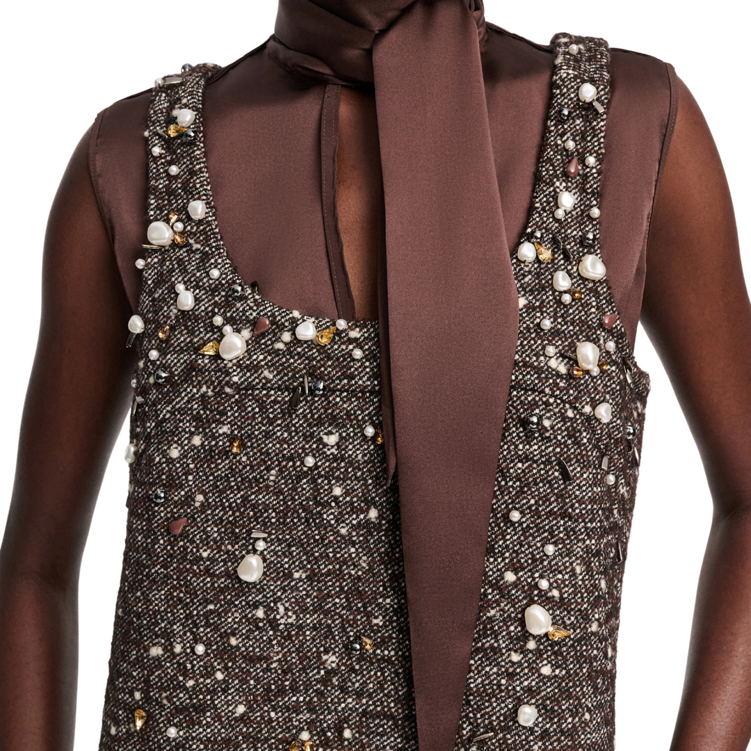 Cozy Attraction Dress in Chocolate Tweed