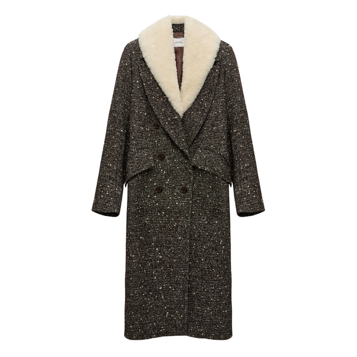 Cozy Attraction Coat in chocolate tweed
