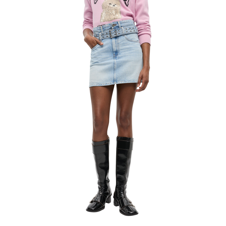 Soft Rigid Denim Mini Skirt