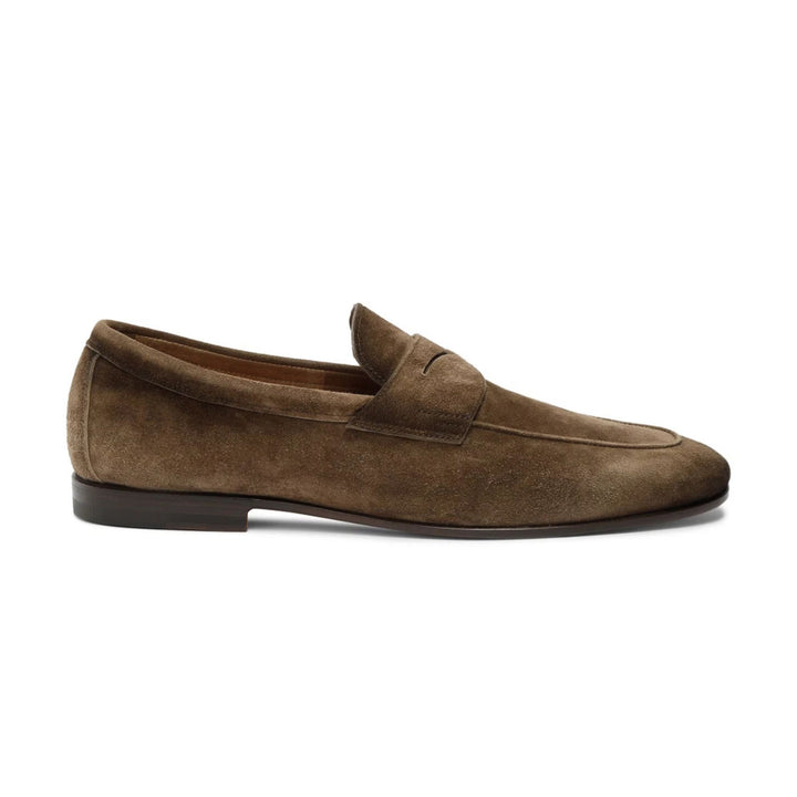 Brown suede Carlo penny loafer