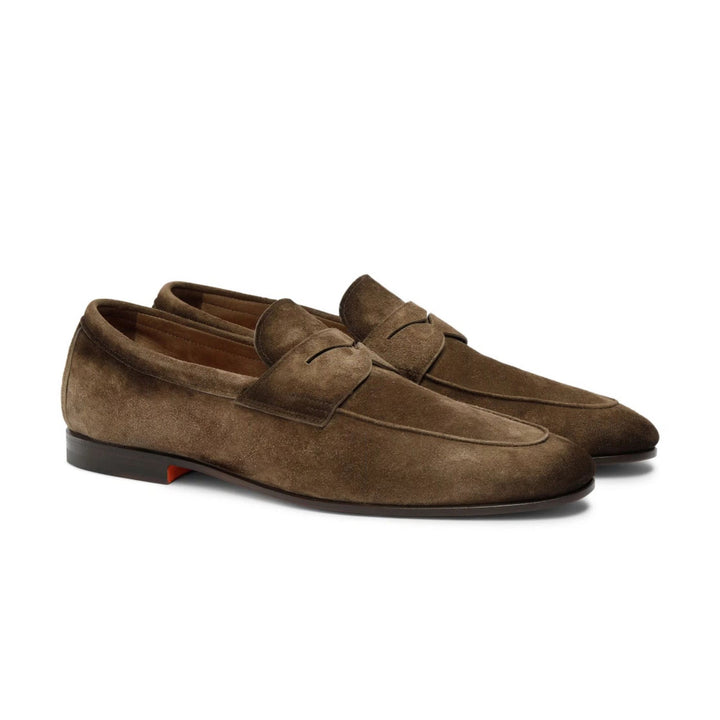 Brown suede Carlo penny loafer
