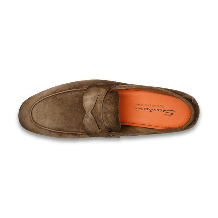 Brown suede Carlo penny loafer
