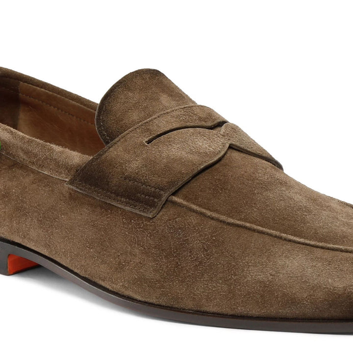 Brown suede Carlo penny loafer