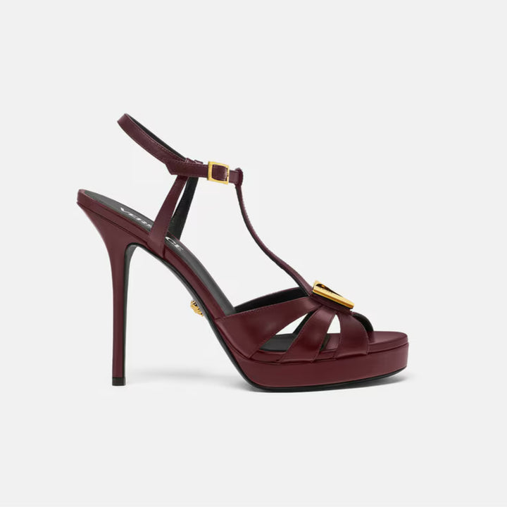 Burgundy V Platform Sandal