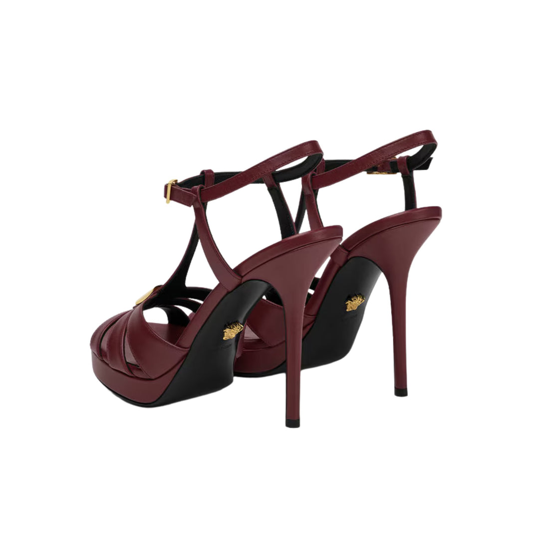 Burgundy V Platform Sandal
