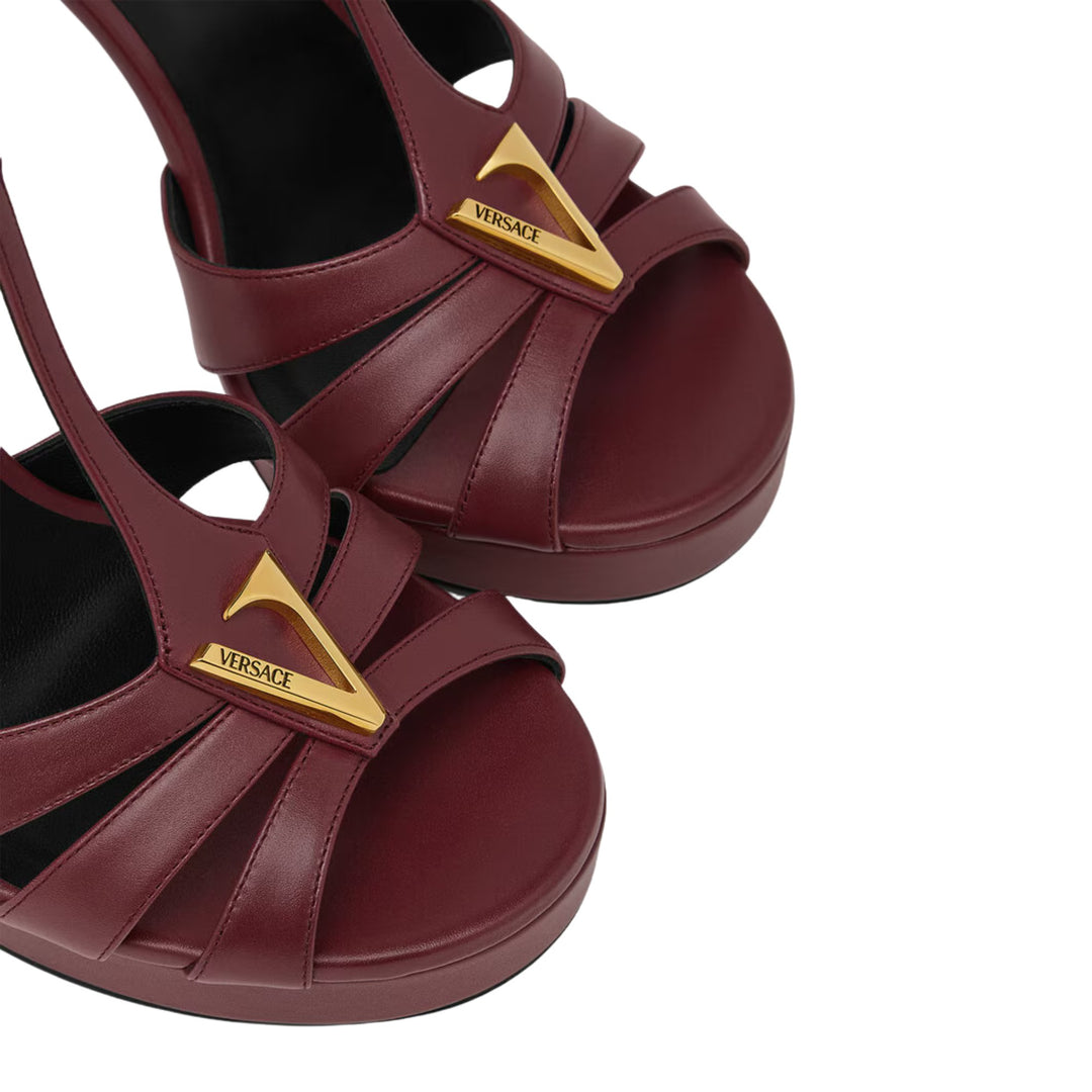 Burgundy V Platform Sandal