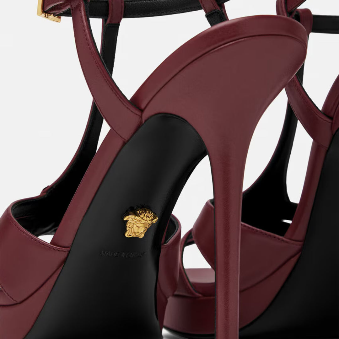 Burgundy V Platform Sandal