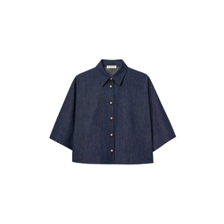 Button Front Cropped Shirt