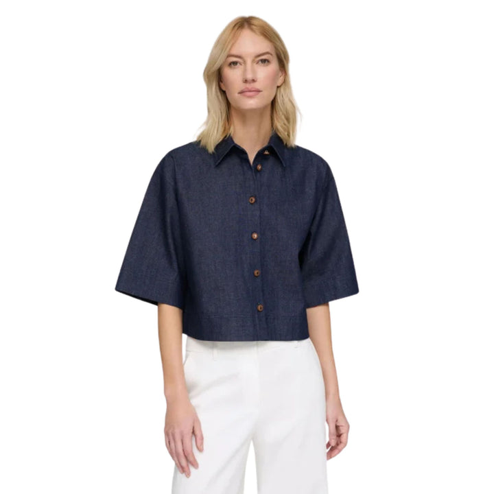 Button Front Cropped Shirt