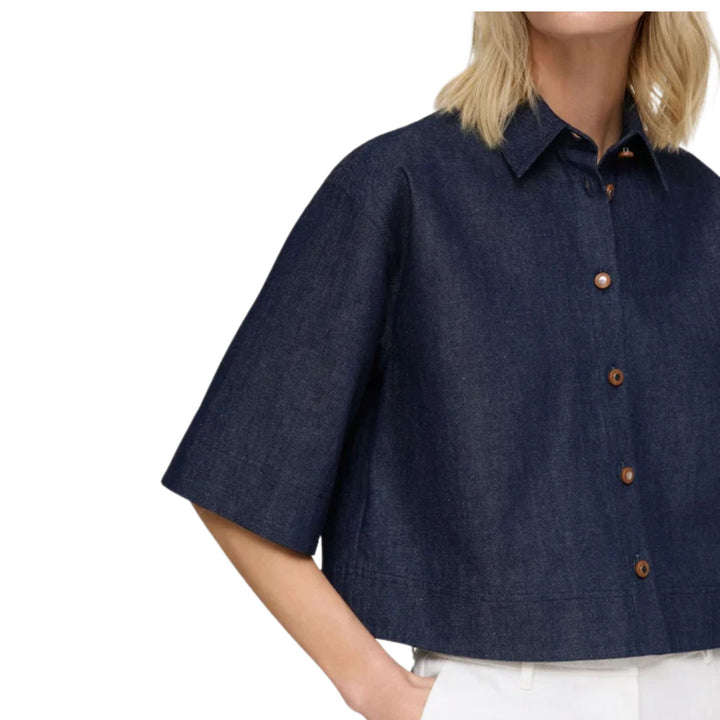 Button Front Cropped Shirt