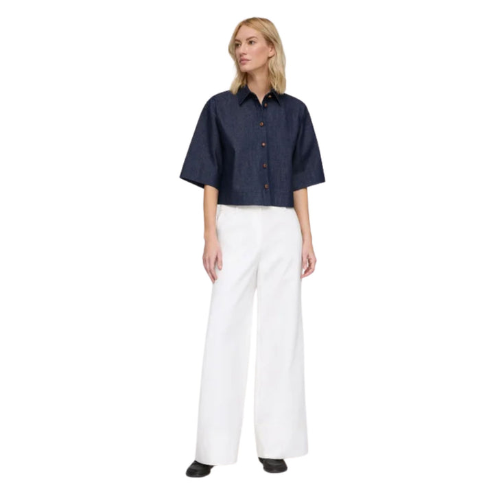 Button Front Cropped Shirt