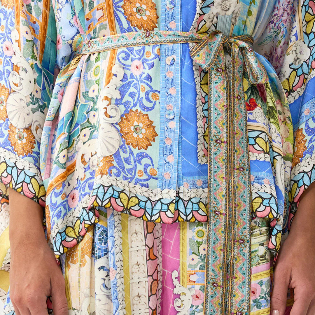 Button Through Scarf Blouse in Navas Nouveau