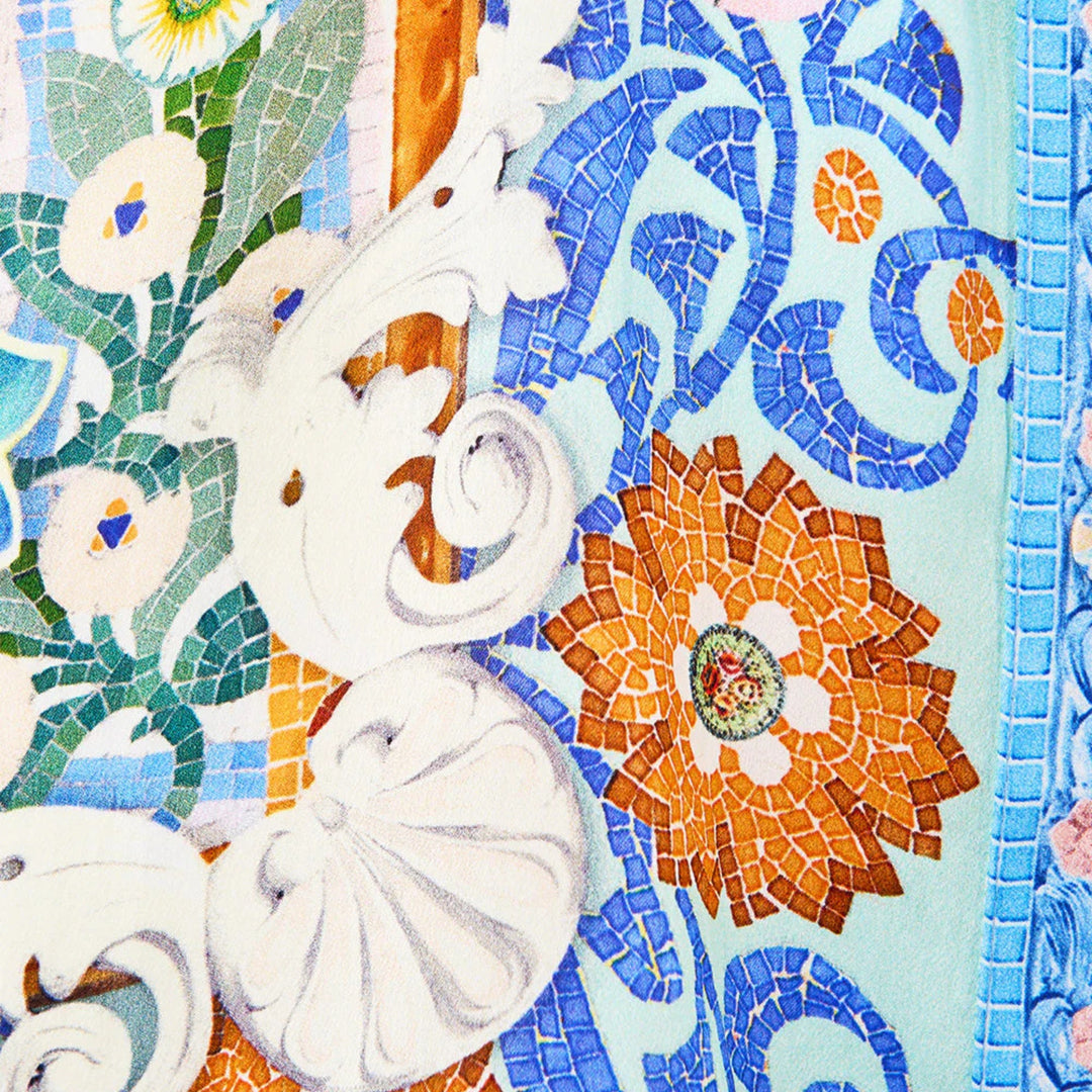 Button Through Scarf Blouse in Navas Nouveau