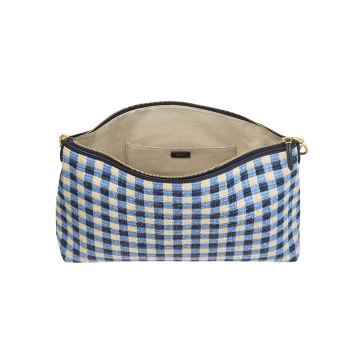 CALLIE MAXI - GINGHAM RAFFIA WITH SMOOTH LEATHER TRIMS