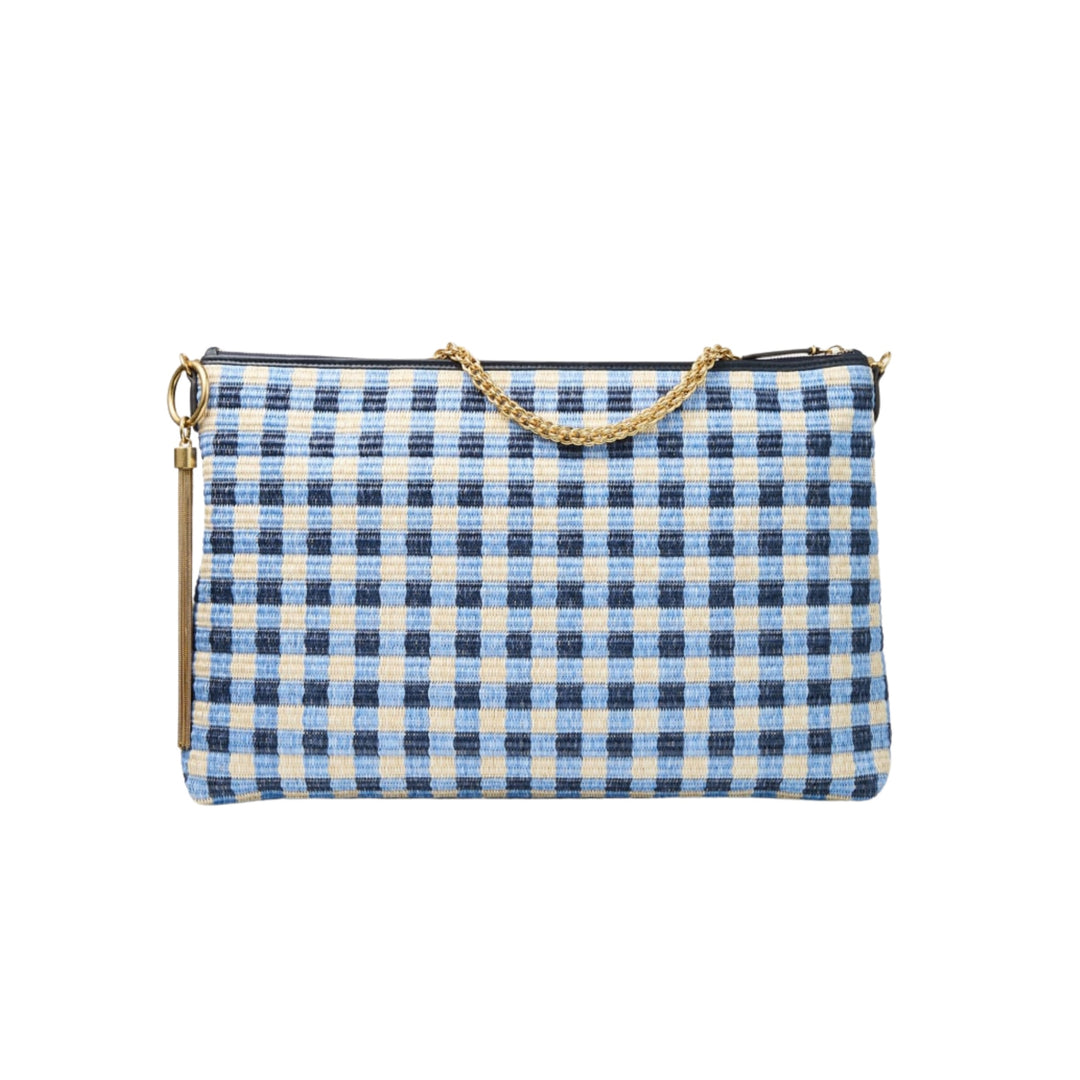 CALLIE MAXI - GINGHAM RAFFIA WITH SMOOTH LEATHER TRIMS