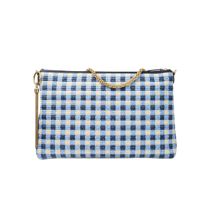 CALLIE MAXI - GINGHAM RAFFIA WITH SMOOTH LEATHER TRIMS