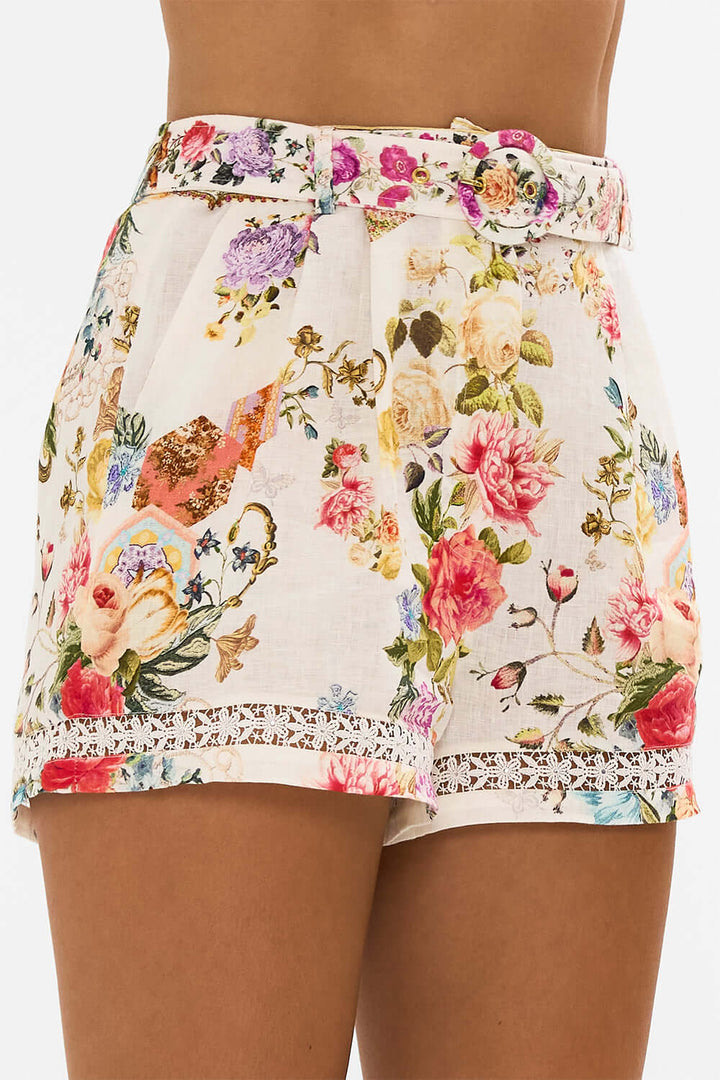 High Waisted Shorts w/ Lace Insert