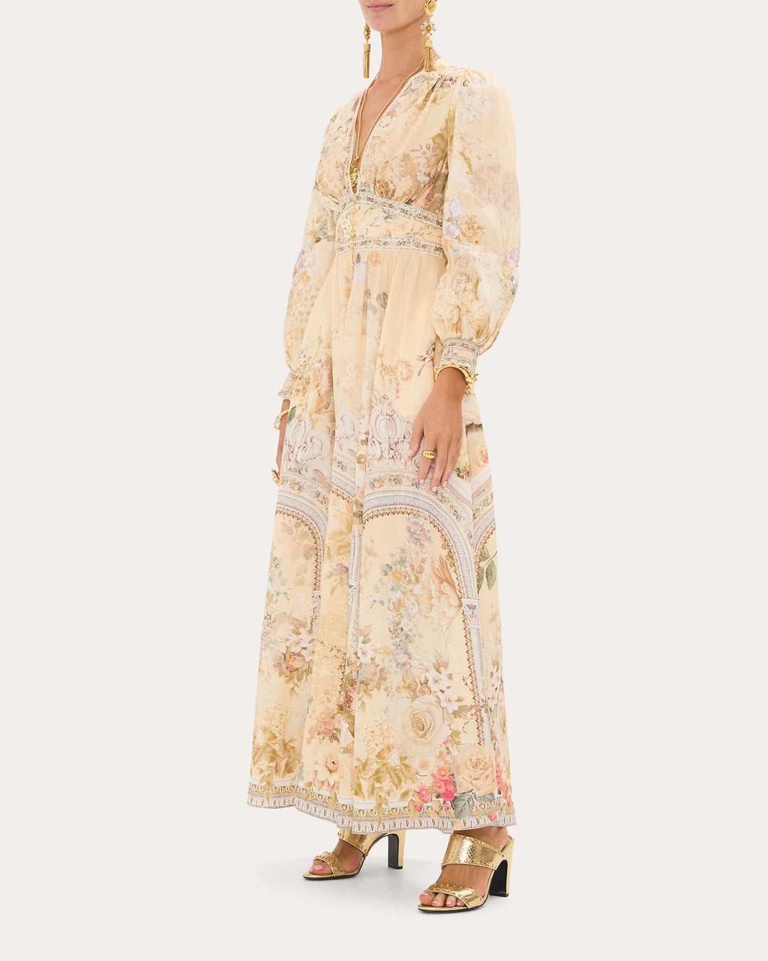 Button Dress w/ Shaped Waistband