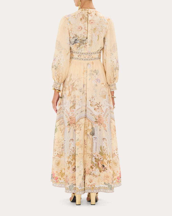 Button Dress w/ Shaped Waistband