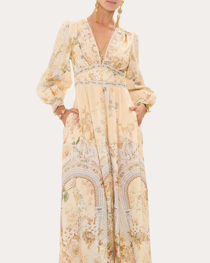 Button Dress w/ Shaped Waistband