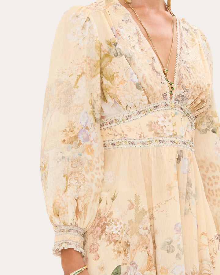 Button Dress w/ Shaped Waistband