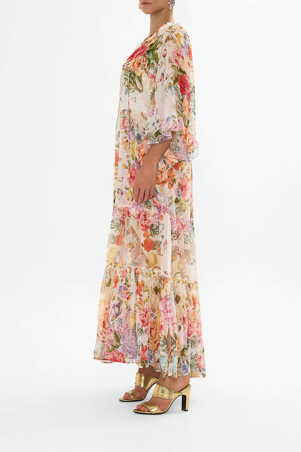 Wide Sleeve Gathered Dress