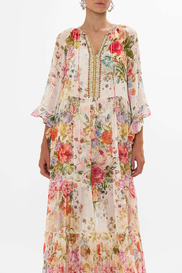 Wide Sleeve Gathered Dress