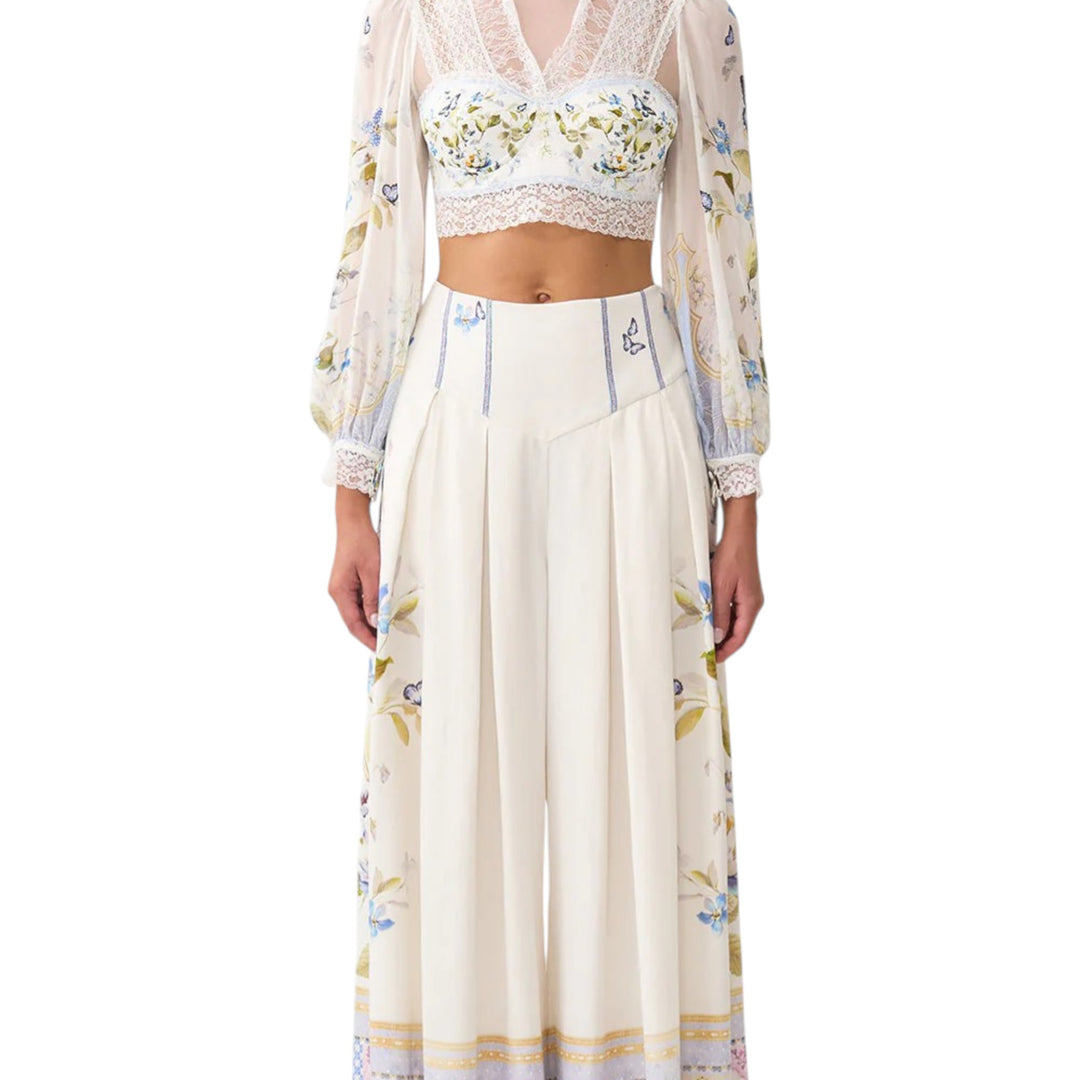 Corset Waist Wide Leg Pant in Botanical Ballads