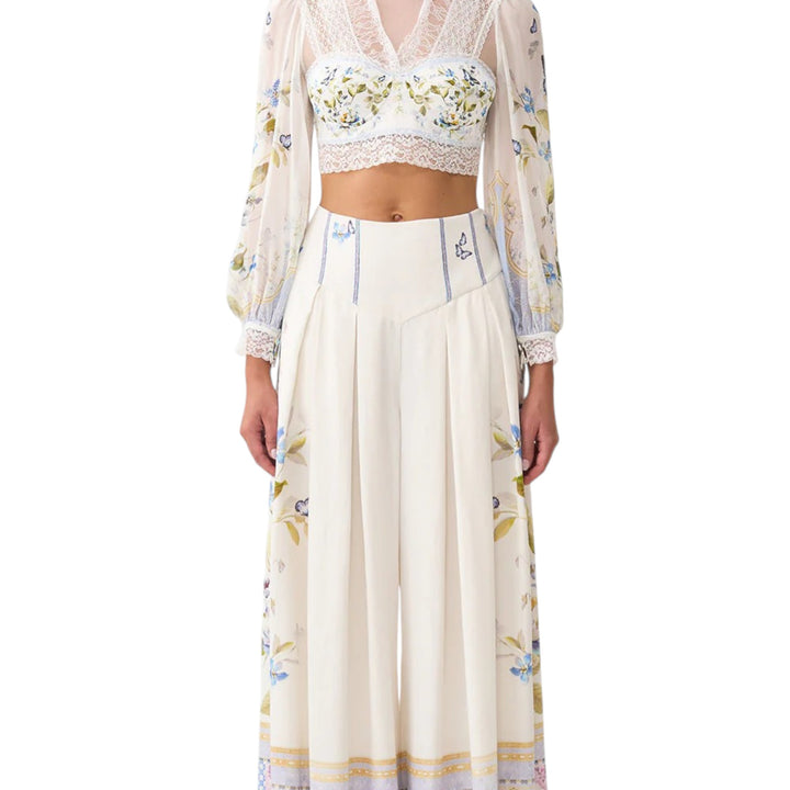 Corset Waist Wide Leg Pant in Botanical Ballads