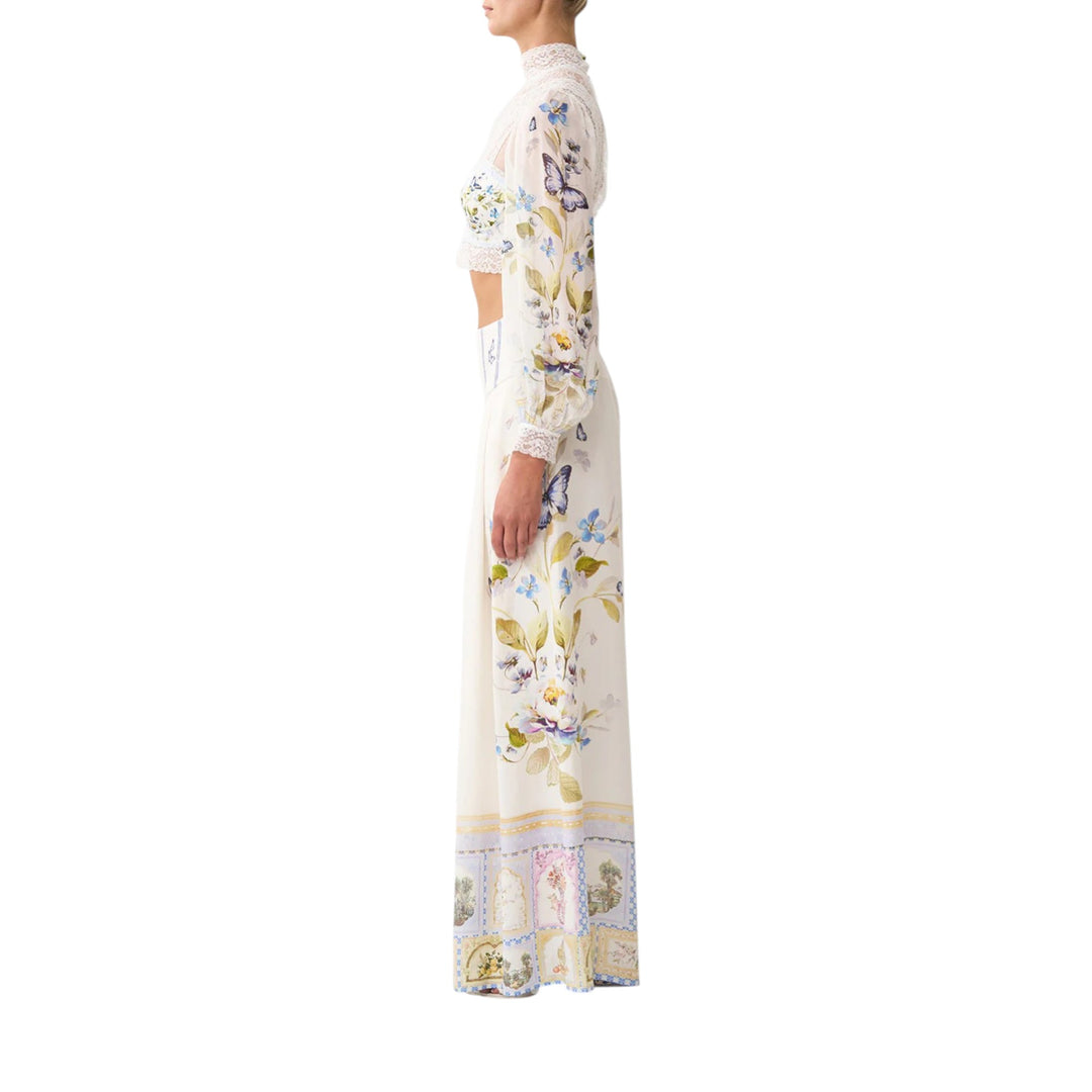 Corset Waist Wide Leg Pant in Botanical Ballads