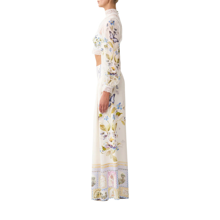 Corset Waist Wide Leg Pant in Botanical Ballads