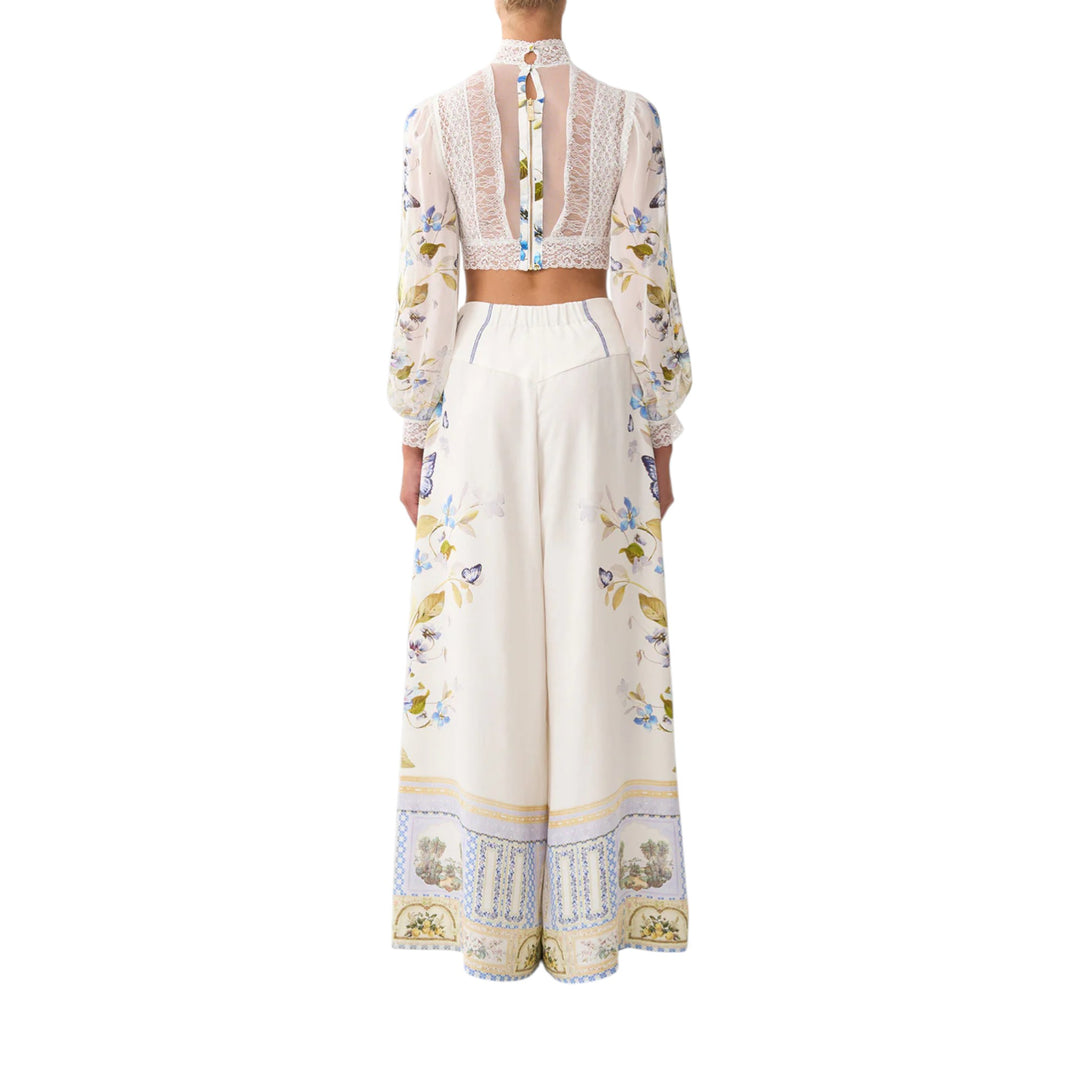 Corset Waist Wide Leg Pant in Botanical Ballads