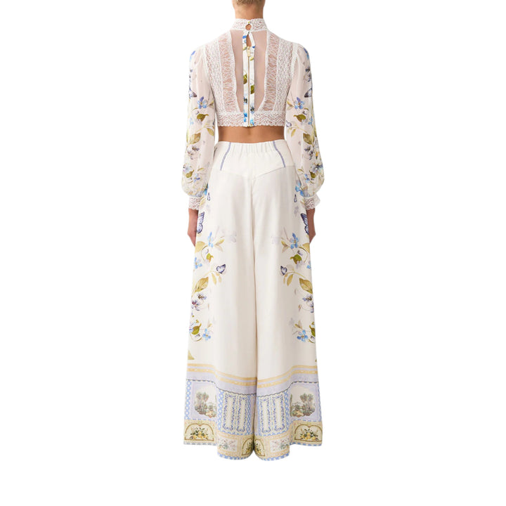 Corset Waist Wide Leg Pant in Botanical Ballads