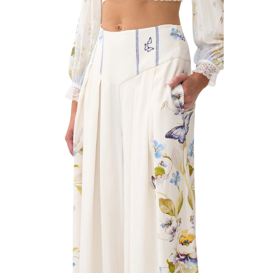Corset Waist Wide Leg Pant in Botanical Ballads