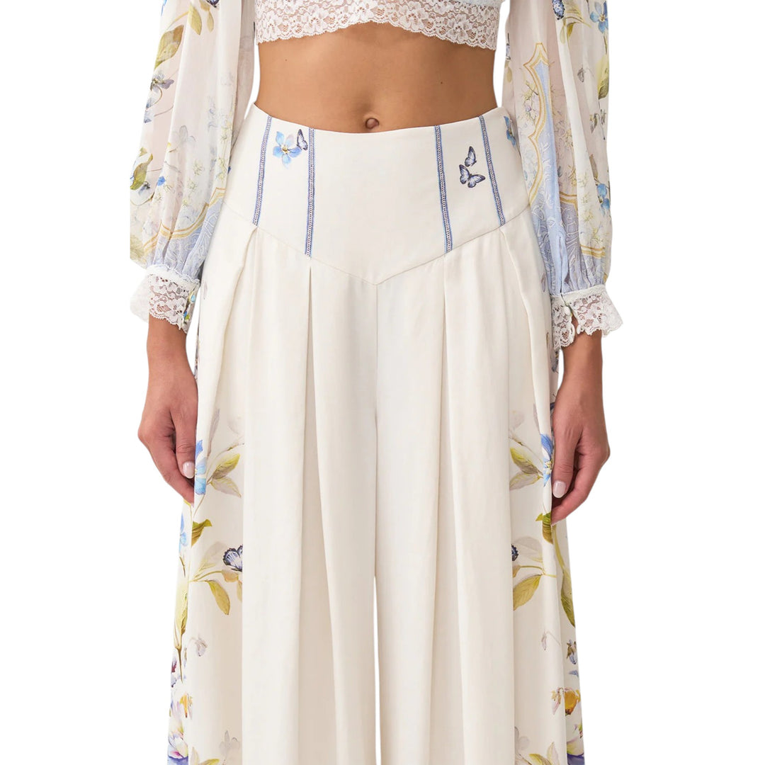 Corset Waist Wide Leg Pant in Botanical Ballads