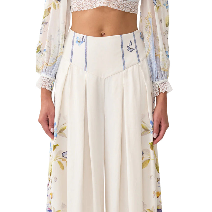 Corset Waist Wide Leg Pant in Botanical Ballads