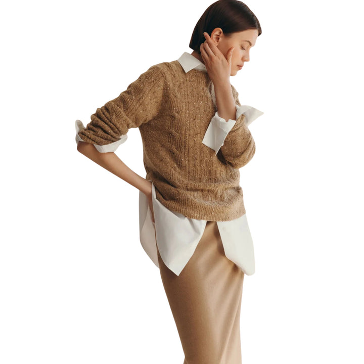 Cable Donegal Crewneck Sweater