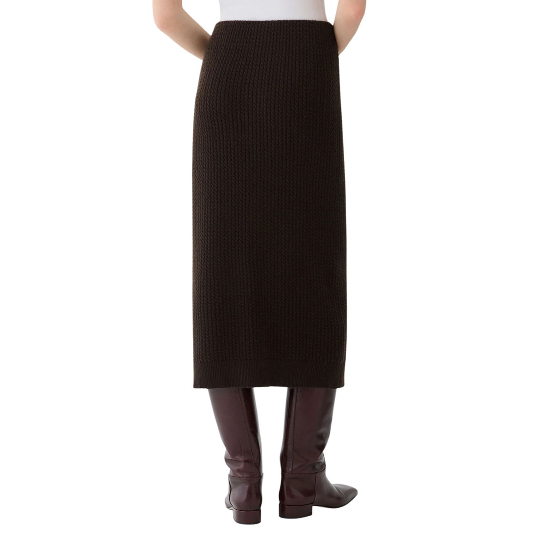 Cabled Pull On Knit Skirt in Truffle