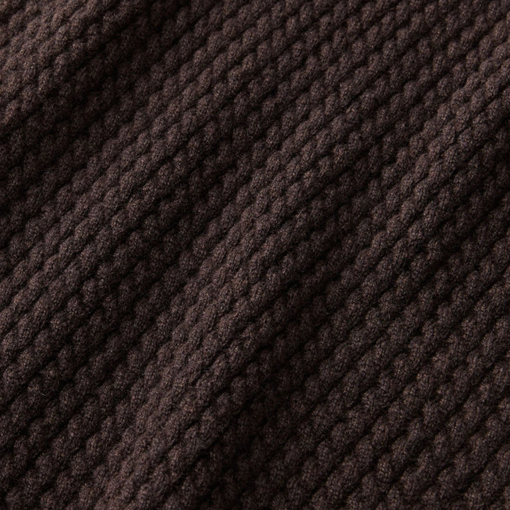 Cabled Stand Collar Sweater in Truffle