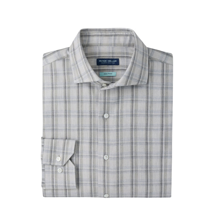 Calitri Italian Flannel Sport Shirt in British Grey