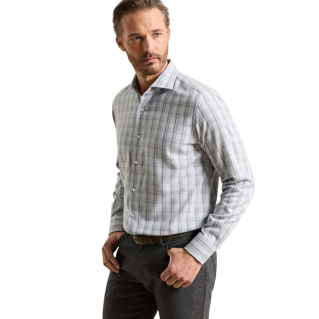Calitri Italian Flannel Sport Shirt in British Grey