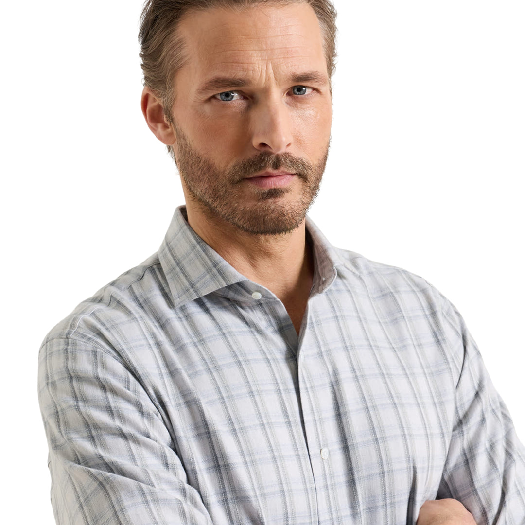 Calitri Italian Flannel Sport Shirt in British Grey
