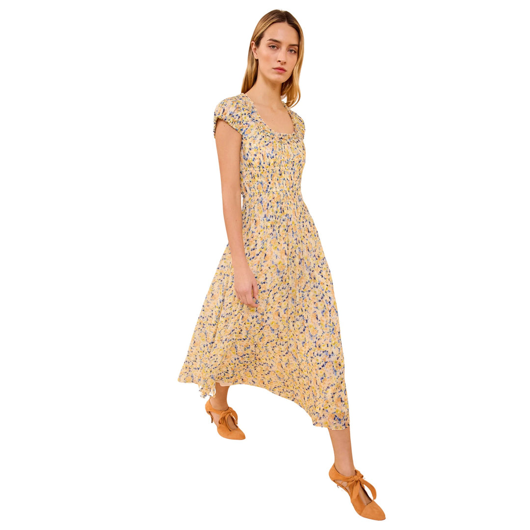 Calliope Silk Midi Dress in Daffodil