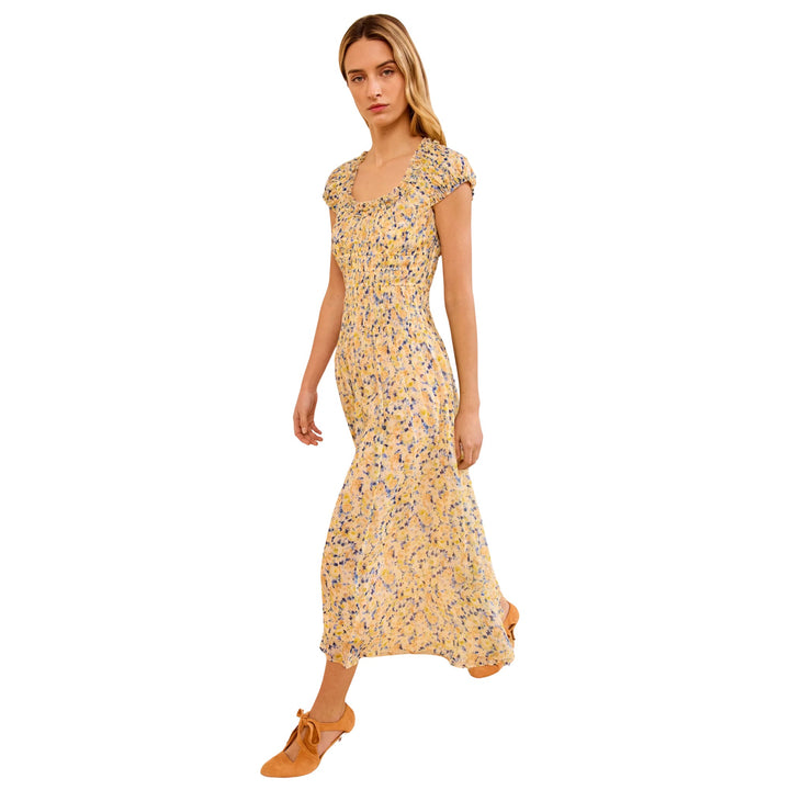 Calliope Silk Midi Dress in Daffodil